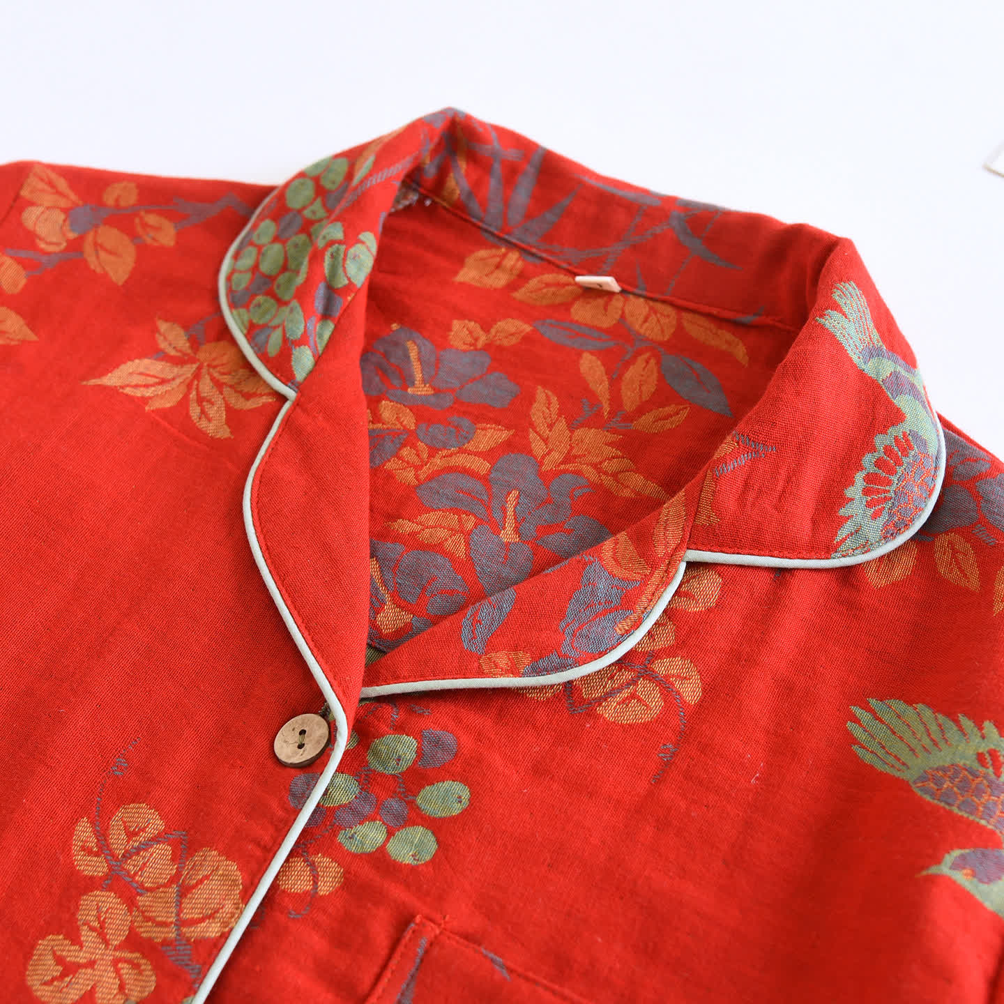 Vintage Bird Floral Cotton Loungewear Set - image 7