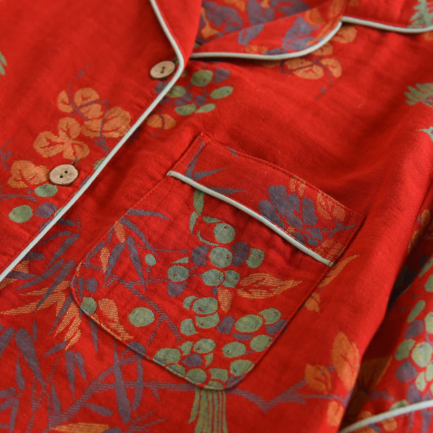 Vintage Bird Floral Cotton Loungewear Set - image 9