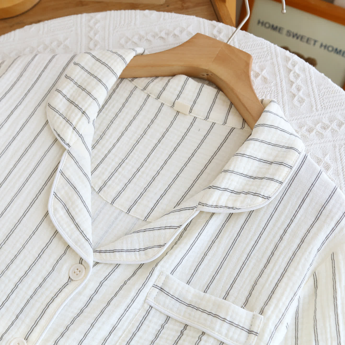 Relaxed Striped Camp Collar Summer Loungewear Set - image 4