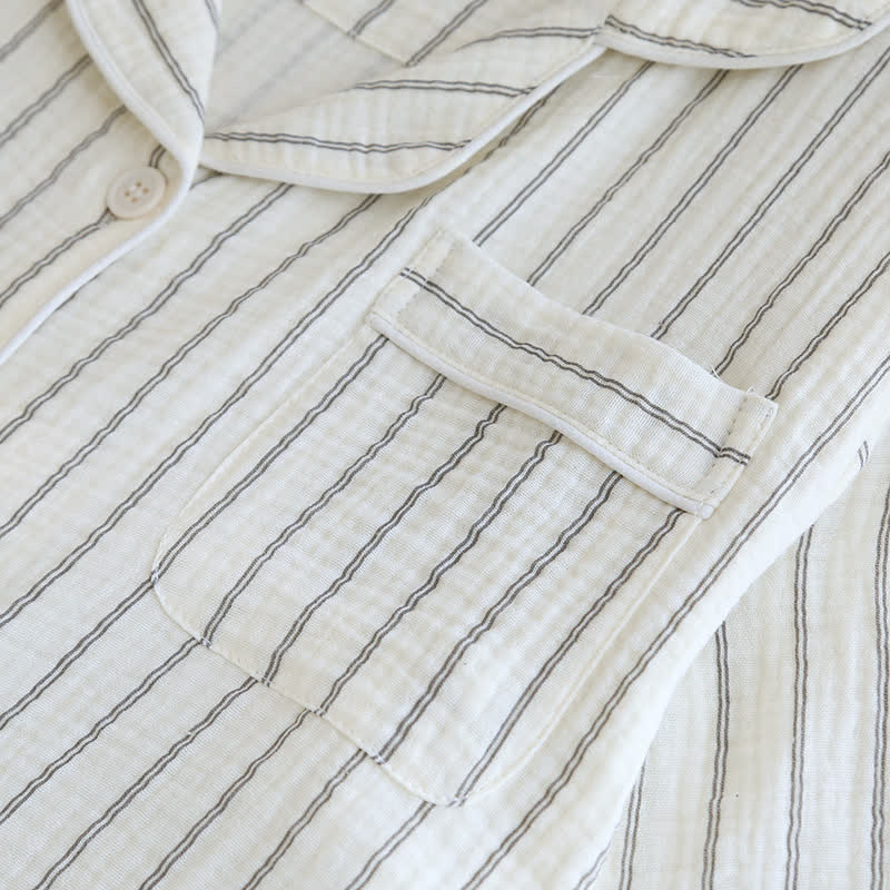 Relaxed Striped Camp Collar Summer Loungewear Set - image 7