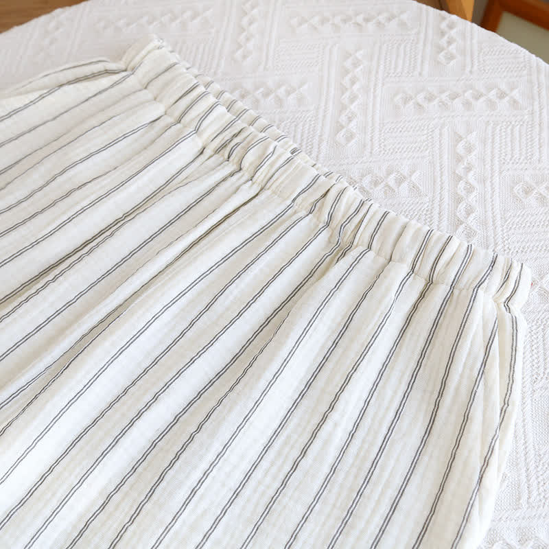 Relaxed Striped Camp Collar Summer Loungewear Set - image 12
