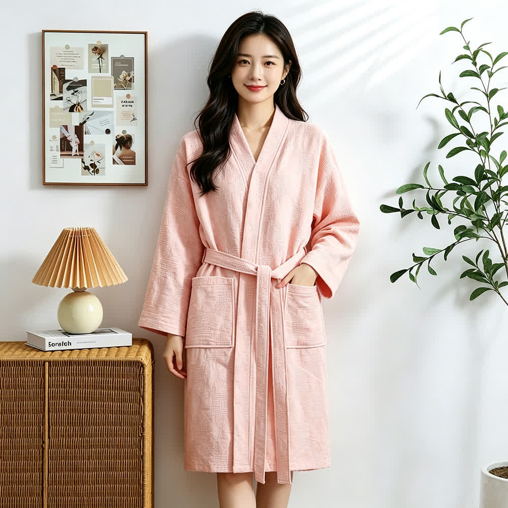 Sunflower Cotton Waffle Kimono Bathrobe - image 7