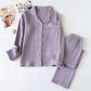 Cotton Gauze Contrast Trim Loungewear Set - Purple - XL - image 3