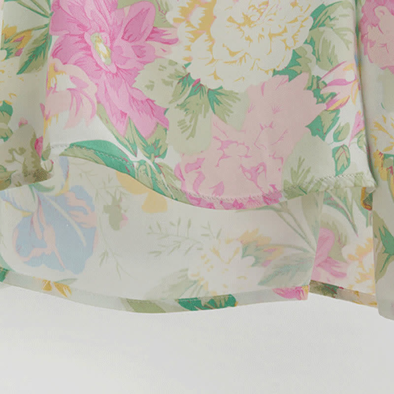 Mint Satin Ruffle Cami and Floral Shorts Loungewear Set - image 8