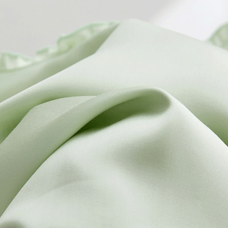 Mint Satin Ruffle Cami and Floral Shorts Loungewear Set - image 5