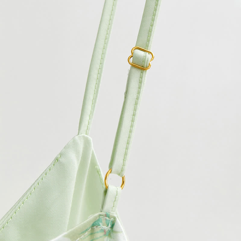 Mint Satin Ruffle Cami and Floral Shorts Loungewear Set - image 4