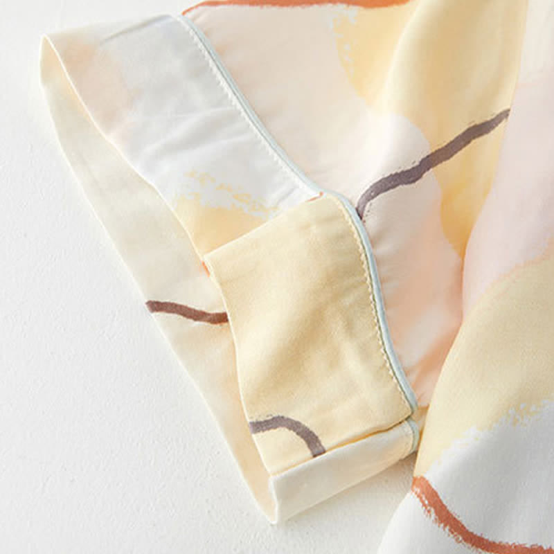 Abstract Print Sateen Short Sleeve Loungewear Set - image 5