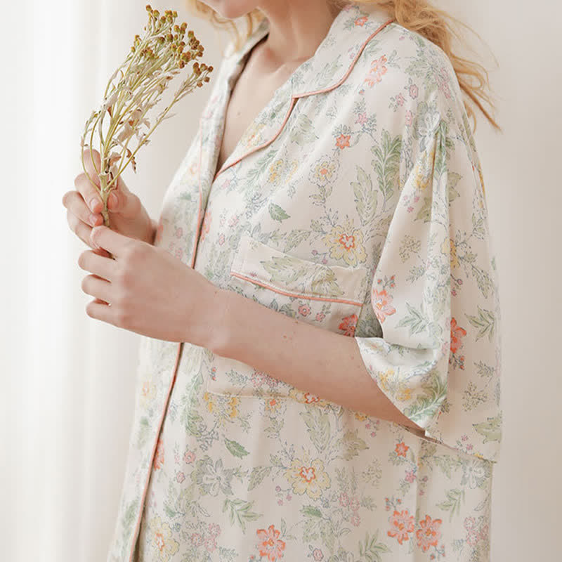 French Floral Satin Short Pajama Set for Summer Nights - image 9