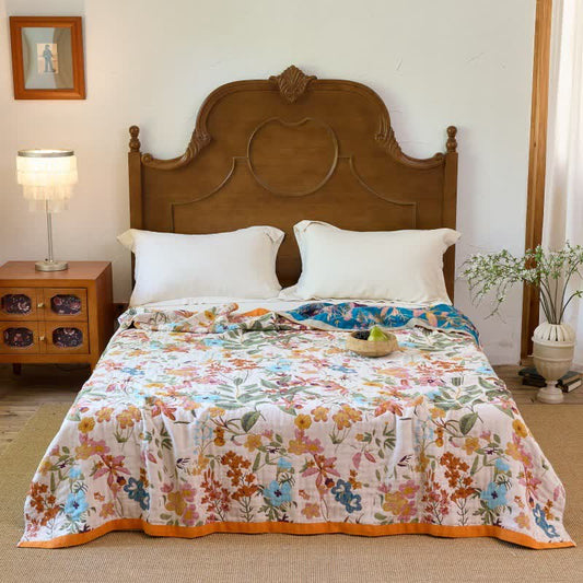 Cottage Bloom Cotton Gauze Reversible Blanket Quilt - image 0