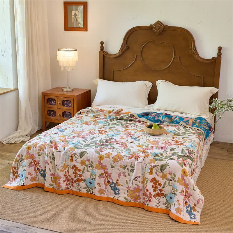 Cottage Bloom Cotton Gauze Reversible Blanket Quilt - image 2