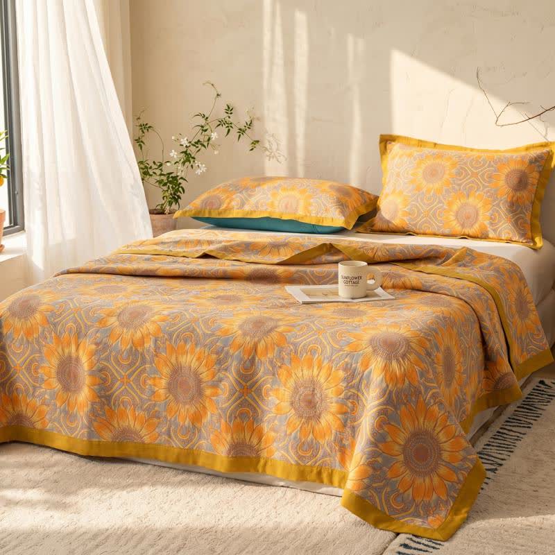 Boho Sunflower 3-Layer Muslin Cotton Quilt - image 4