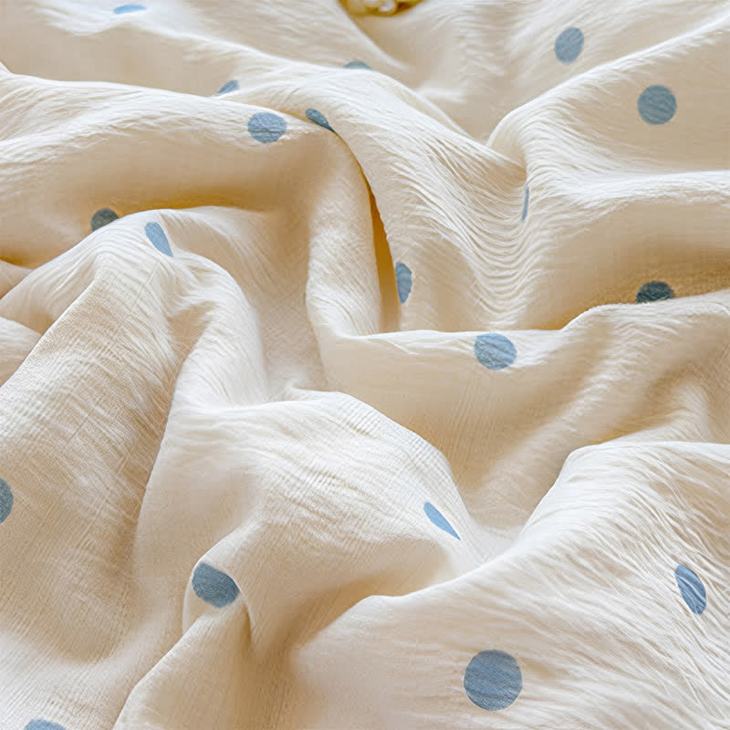 Blue Dot Seersucker Lightweight Summer Quilt - image 4