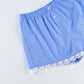 Blue Stripe Lace Cotton Cami Shorts Loungewear Set - image 4