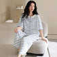 Blue Stripe Cotton 3-Piece Loungewear Set - image 2
