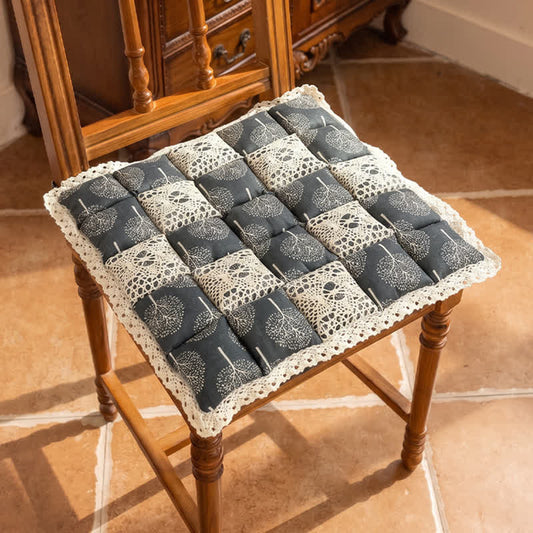 Vintage Country Floral Lace Chair Cushion - DimGray - 15.7" x 15.7" - image 0