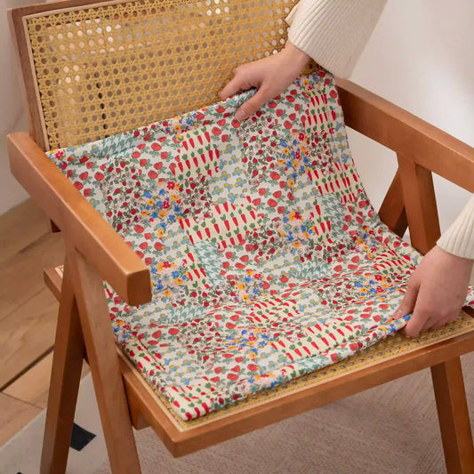 Cottage Floral Patchwork Chair Cushion - Multicolor - 17.7" x 17.7" - image 0