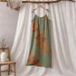 Ginkgo Leaf Tie Strap Cotton Lounge Midi Dress - Green & Orange - XL - image 15