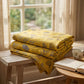 Mustard Ginkgo Quilted Cotton Throw Blanket - image 1