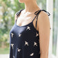 Bird Print Cotton Tie Strap Lounge Dress - image 3