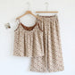 Romantic Floral Cami & Pants Lounge Set - Beige & Coffee - XL - image 3