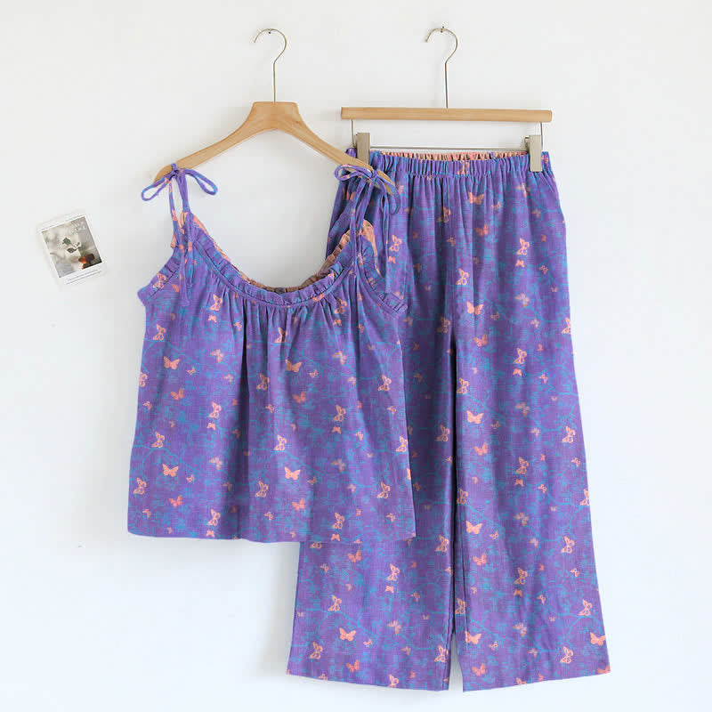 Butterfly Print Cami & Lounge Pants Set - Purple & Pink - XL - image 0