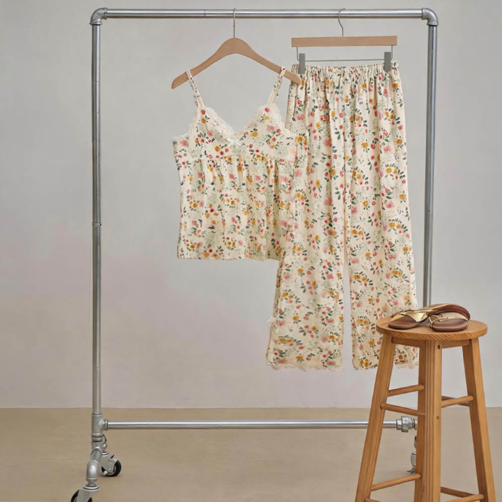 Romantic Floral Cami and Ankle Pants Lounge Set - image 1