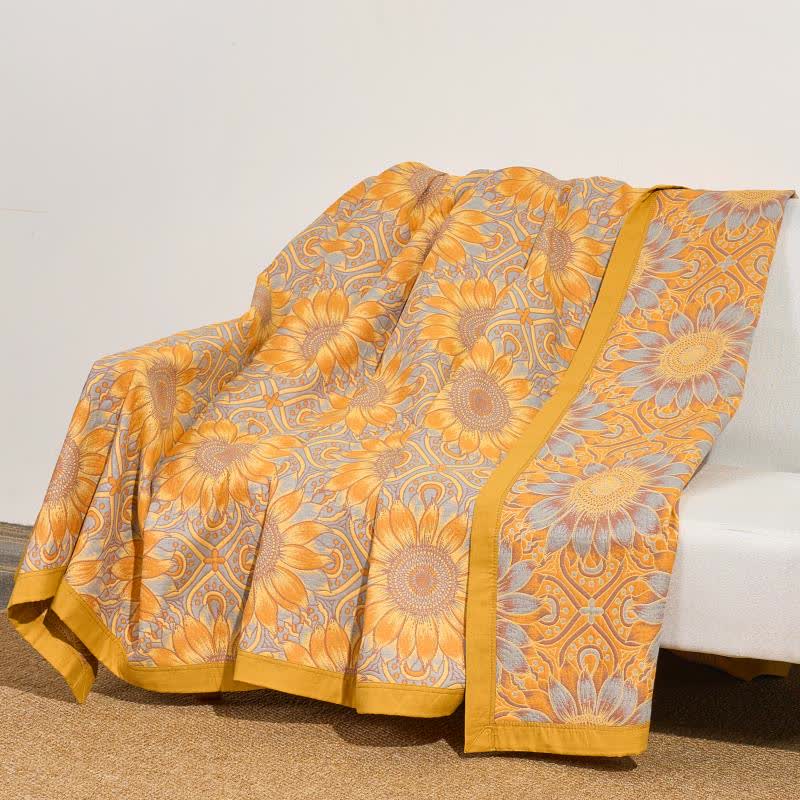 Boho Sunflower 3-Layer Muslin Cotton Quilt - image 8