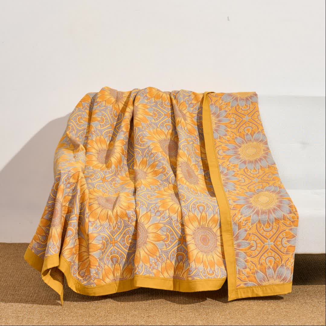 Boho Sunflower 3-Layer Muslin Cotton Quilt - image 7