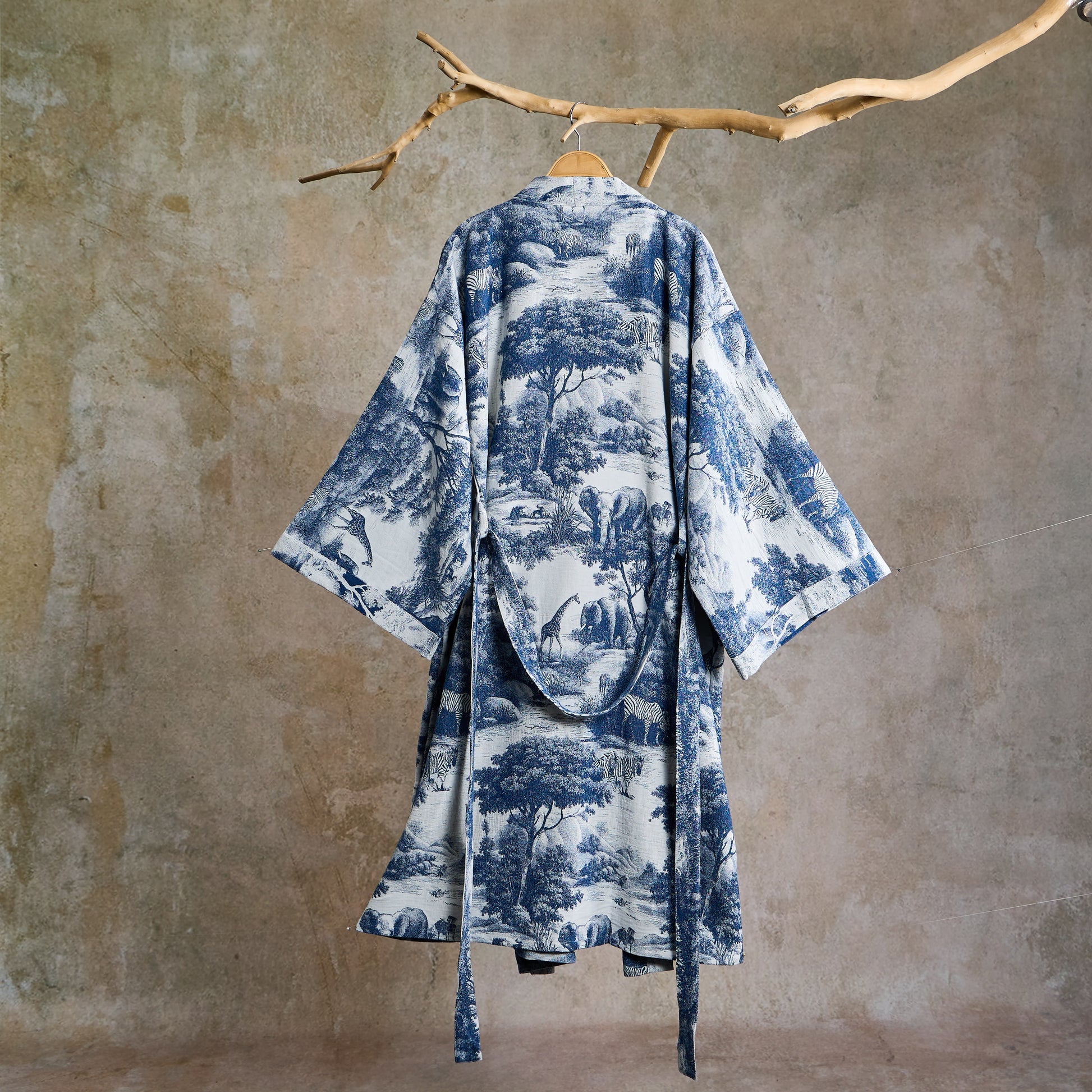 Toile Print Cotton Kimono Robe - image 1