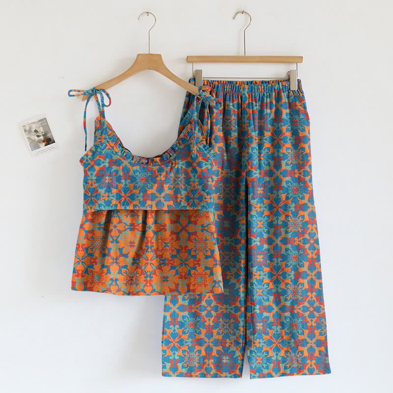 Boho Floral Tie Strap Pajama Set - image 5