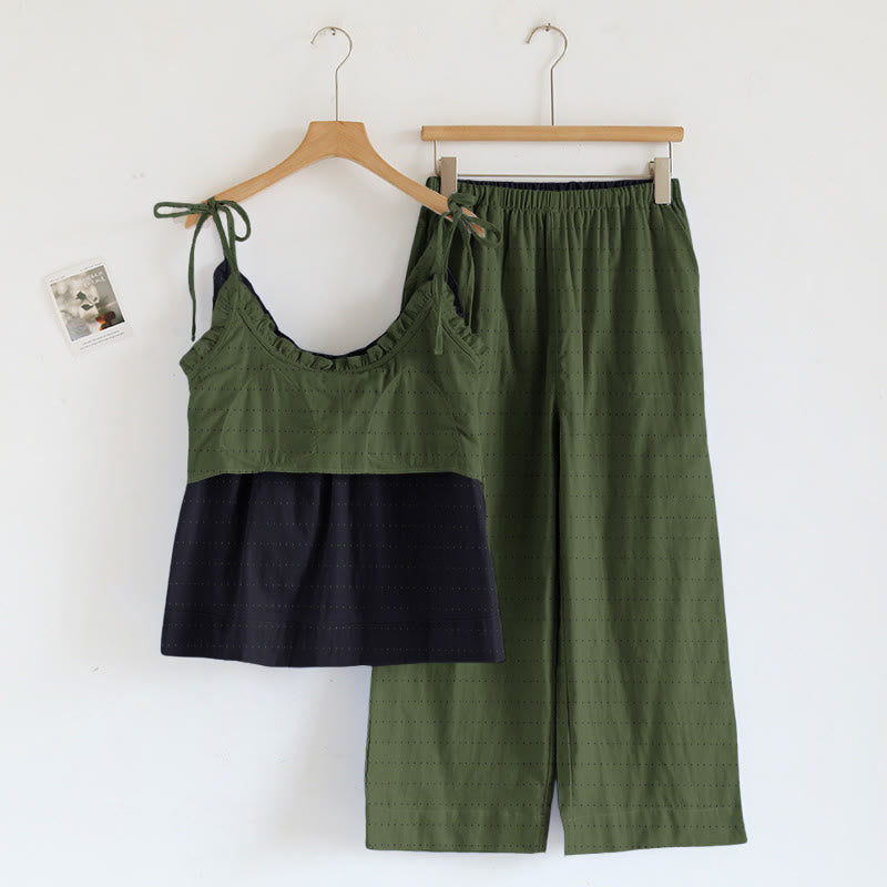 Textured Solid Color Cami & Pants Lounge Set - image 17