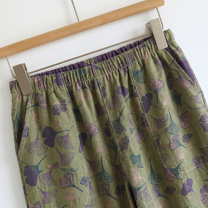 Ginkgo Leaf Print Tie-Shoulder Loungewear Set - image 14