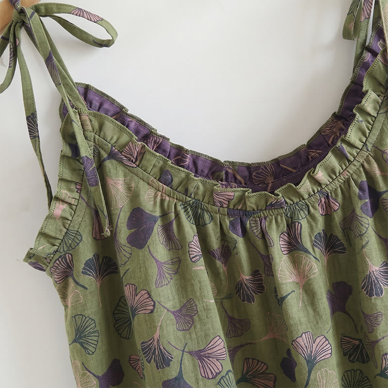 Ginkgo Leaf Print Tie-Shoulder Loungewear Set - image 13