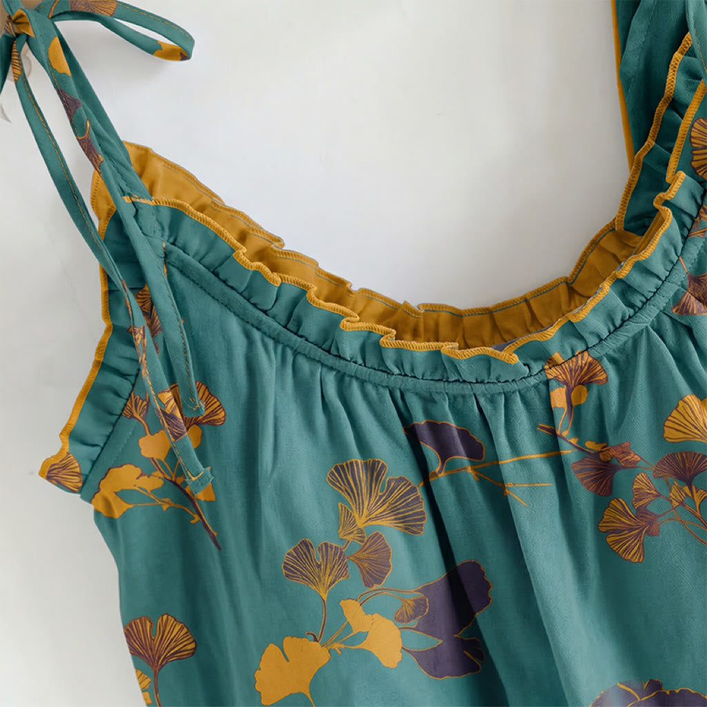Botanical Leaf Cami & Pants Loungewear Set - image 1