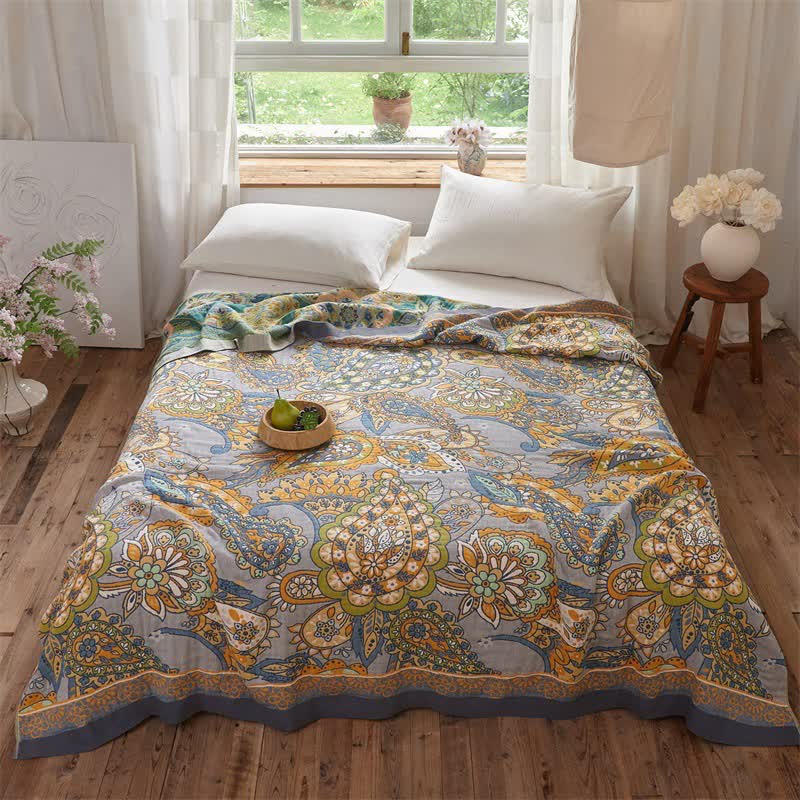 Double-Sided Artistic Paisley Muslin Blanket Quilt - King - image 0