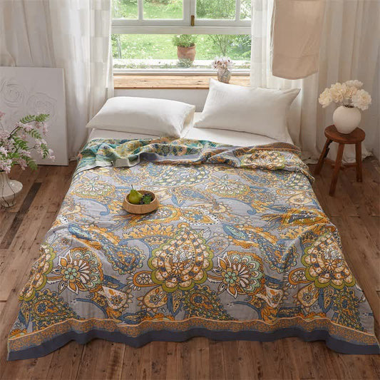 Double-Sided Artistic Paisley Muslin Blanket Quilt - King - image 0
