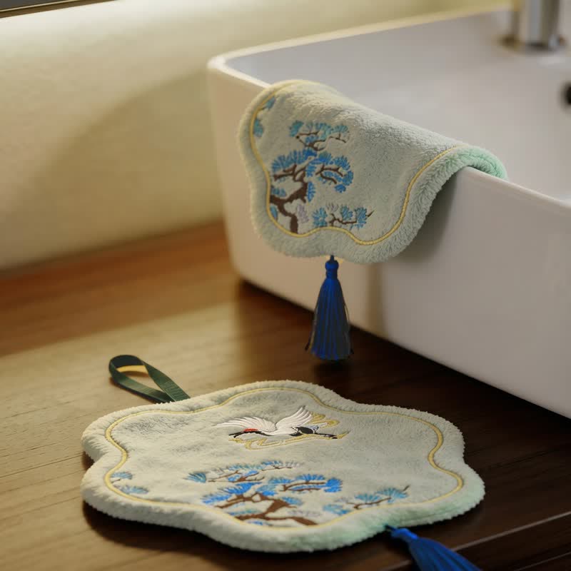Crane and Pine Coral Fleece Hand Towel - image 1