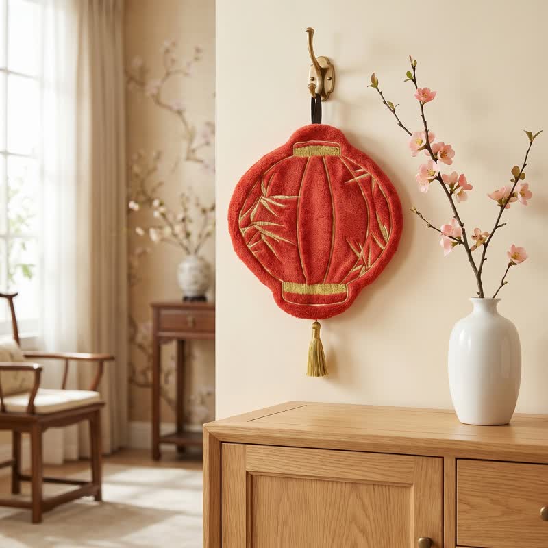 Lunar Red Bamboo Coral Fleece Hand Towel - image 1