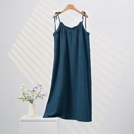 Sunwashed Solid Color Tie Strap Lounge Dress - Blue - XL - image 0
