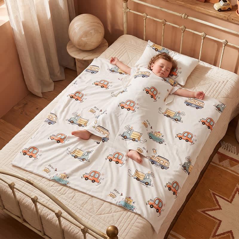 Bus Cotton Gauze Summer Baby Blanket - White - Quilted - Twin(59" × 79") - image 0