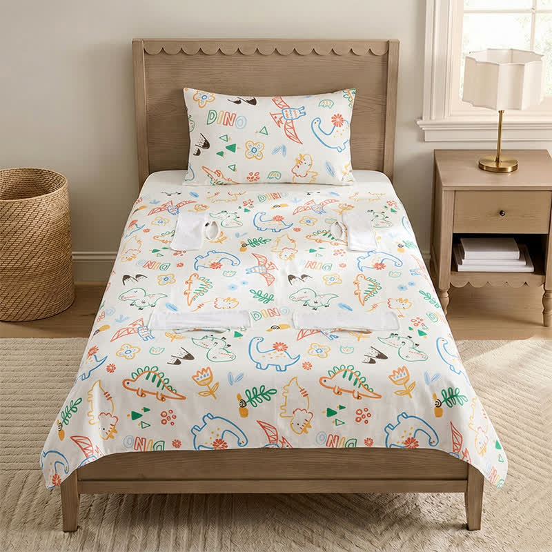Dino Dreams Cotton Gauze Baby Blanket - White - Quilted - Twin(59" × 79") - image 0
