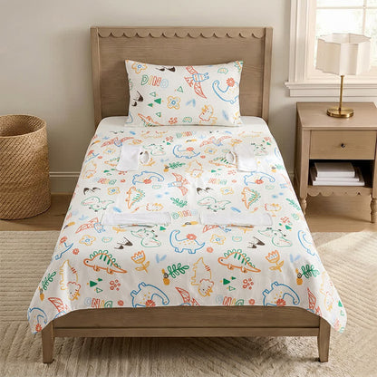 Dino Dreams Cotton Gauze Baby Blanket - White - Quilted - Twin(59" × 79") - image 0