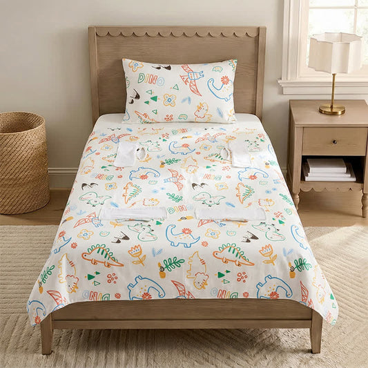 Dino Dreams Cotton Gauze Baby Blanket - White - Quilted - Twin(59" × 79") - image 0