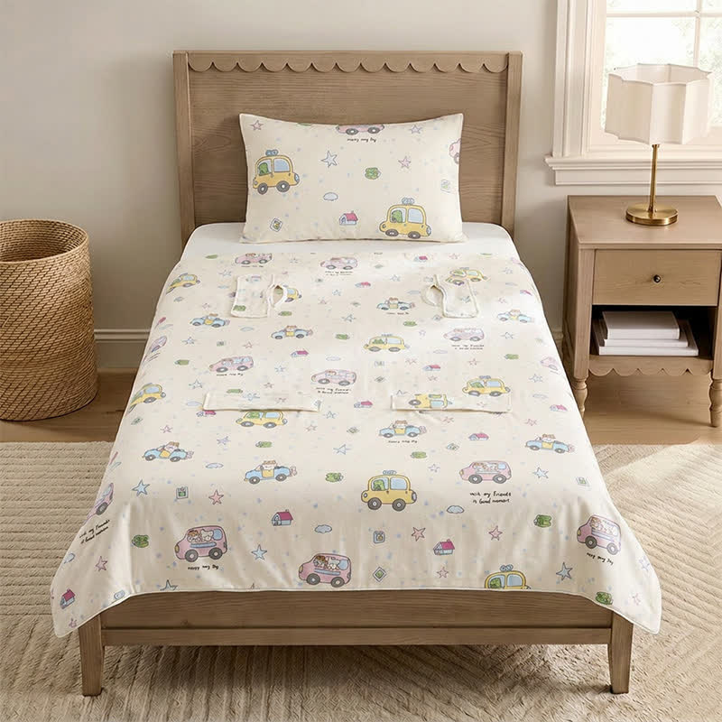 Cotton Gauze Little Cars Kick-Proof Baby Quilt - White - Padded - Twin - image 0
