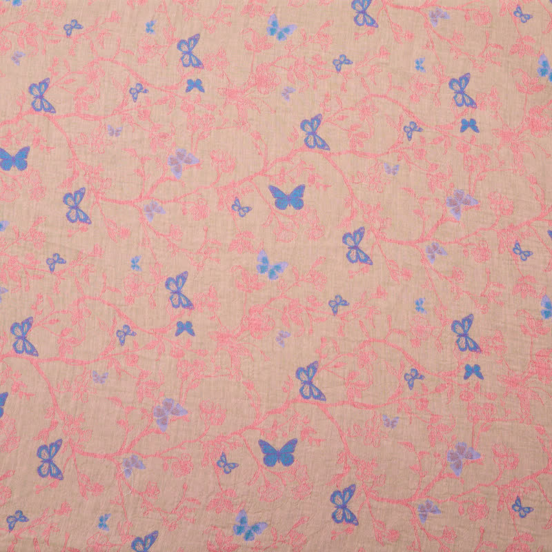 Butterfly Vine Cotton Jacquard Fabric - Pink - Meter - 5M - image 5