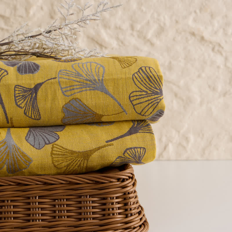 Large Ginkgo Leaf Cotton Jacquard Fabric - image 3