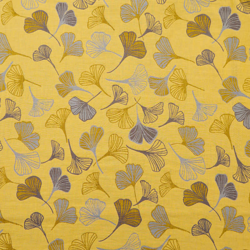 Large Ginkgo Leaf Cotton Jacquard Fabric - Yellow - Meter - 5M - image 0