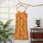 Ginkgo Leaf Tie Strap Lounge Midi Dress - image 6