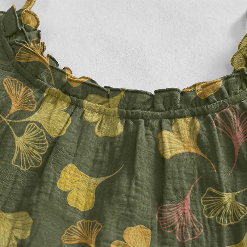Ginkgo Leaf Tie Strap Lounge Midi Dress - image 53