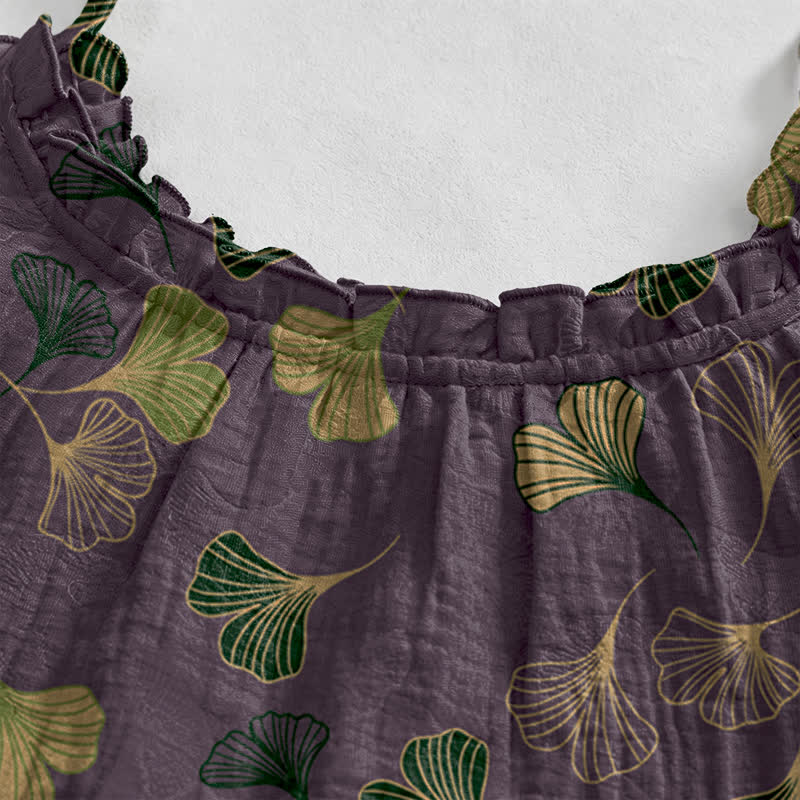 Ginkgo Leaf Tie Strap Lounge Midi Dress - image 73
